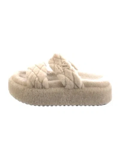 Pre-owned Louis Vuitton 2024 Fur Slides In Neutral