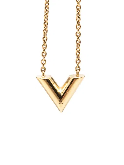 Pre-owned Louis Vuitton 2024 Gold Plated Essential V Necklace Costume Necklace