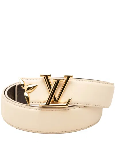 Pre-owned Louis Vuitton 2024 Leather And Monogram Pretty Lv Reversible Belt In Brown
