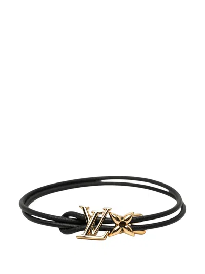 Pre-owned Louis Vuitton 2024 Leather Lv Bloom Bracelet Costume Bracelet In Black