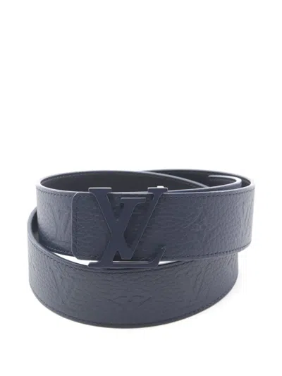 Pre-owned Louis Vuitton 2024 Logo-plaque Leather Belt In Blue
