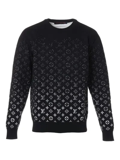 Pre-owned Louis Vuitton 2024 Monogram-jacquard Jumper In Black