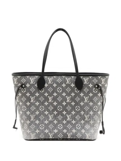 Pre-owned Louis Vuitton 2024 Neverfull Mm Monogram Jacquard Tote Bag In Gray