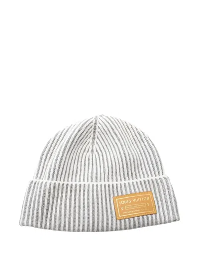Pre-owned Louis Vuitton 2024 Neverfull Ribbed Cashmere Beanie Hat In Gray