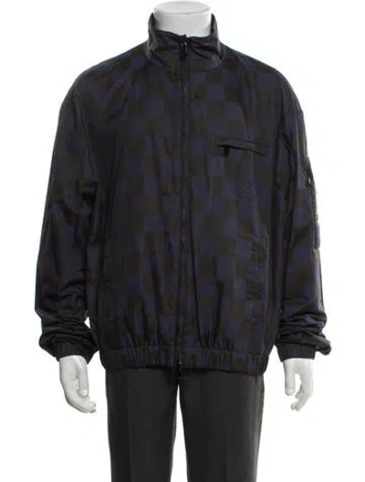 Pre-owned Louis Vuitton 2024 Plaid Print Windbreaker In Blue
