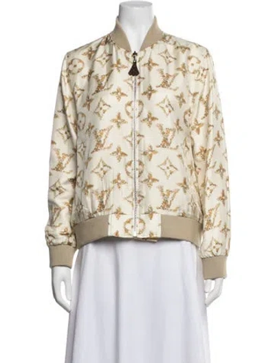 Pre-owned Louis Vuitton 2024 Silk Bomber Jacket In Neutrals