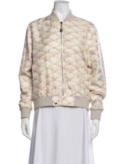 Pre-owned Louis Vuitton 2024 Silk Bomber Jacket In Neutrals