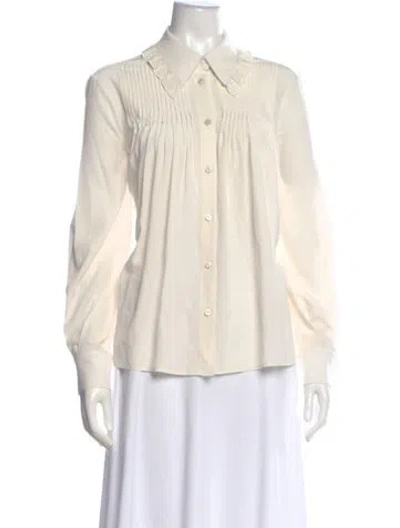 Pre-owned Louis Vuitton 2024 Silk Button-up Top Blouse In Neutrals