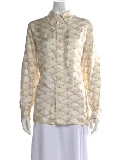 Pre-owned Louis Vuitton 2024 Silk Button-up Top In Neutral
