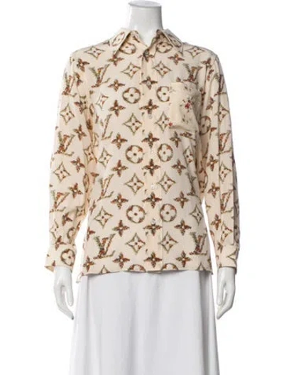 Pre-owned Louis Vuitton 2024 Silk Button-up Top W/ Tags In Neutrals