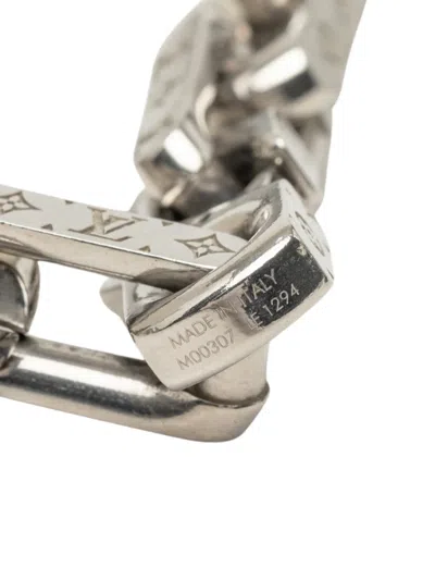 Pre-owned Louis Vuitton 2024 Stainless Steel Monogram Chain Link Necklace Costume Necklace In Silver