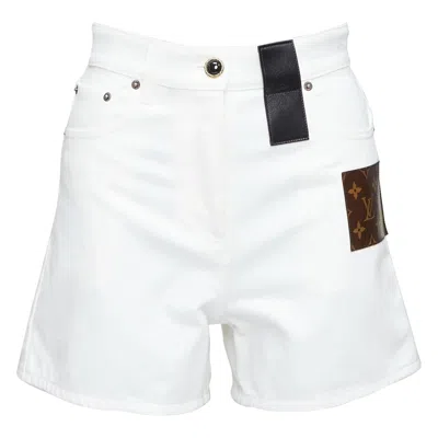 Pre-owned Louis Vuitton 2024 White Cotton Accent Denim Mini Shorts Fr34 Xs
