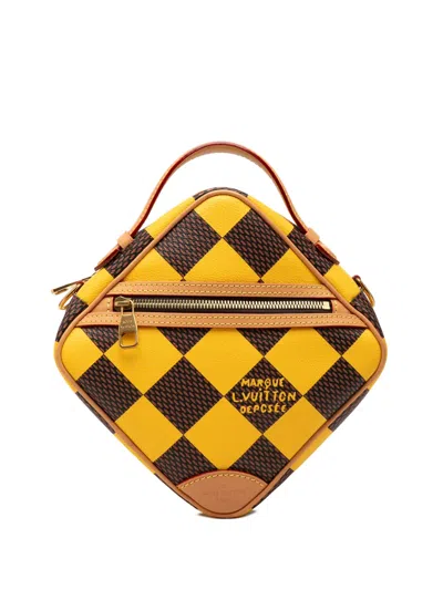 Pre-owned Louis Vuitton 2024-2026 Damier Pop Chess Messenger Satchel In Yellow