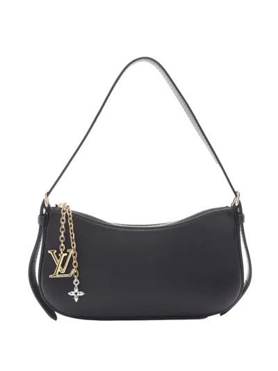 Pre-owned Louis Vuitton 2025 Calfskin Pochette Lv Bloom Shoulder Bag In Black