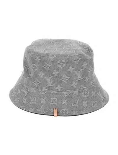 Pre-owned Louis Vuitton 2025 Denim Bucket Hat S00 In Gray
