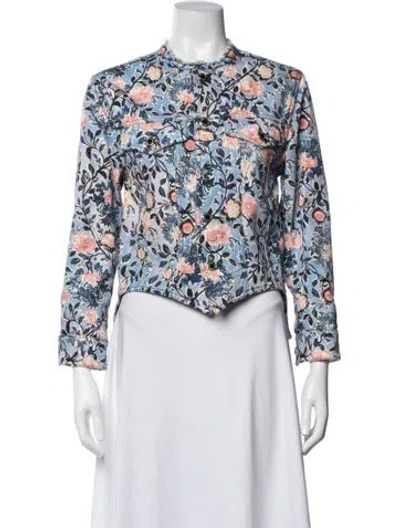 Pre-owned Louis Vuitton 2025 Floral Print Jacket W/ Tags In Blue/white