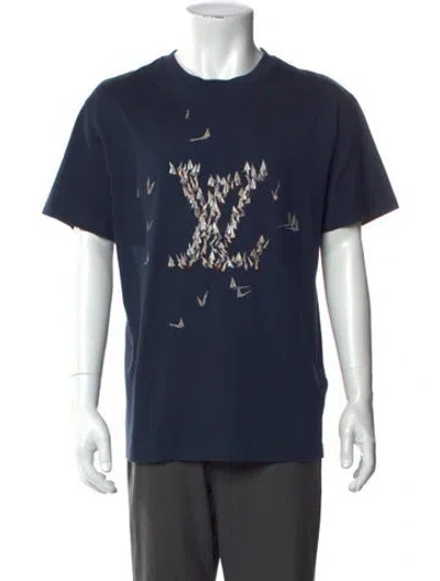 Pre-owned Louis Vuitton 2025 Graphic Print T-shirt In Blue