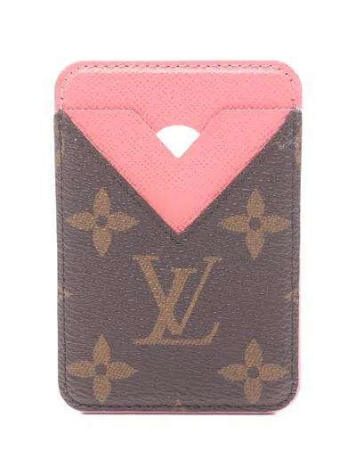 Pre-owned Louis Vuitton 2025 Monogram Canvas Magneted Card Case In Brown
