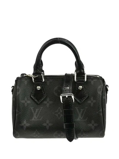Pre-owned Louis Vuitton 2025 Monogram Eclipse Speedy Tote Bag In Black