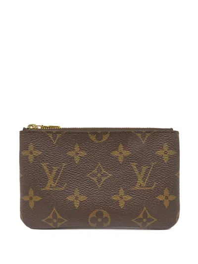 Pre-owned Louis Vuitton 2025 Monogram Pochette Cles Coin Pouch In Brown