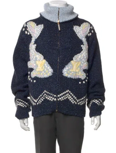 Pre-owned Louis Vuitton 2025 Patterned Cardigan In Blue