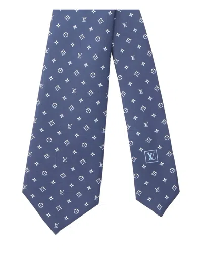 Pre-owned Louis Vuitton 2025 Patterned Silk Tie In Blue
