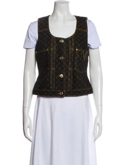 Pre-owned Louis Vuitton 2025 Plaid Print Vest In Brown