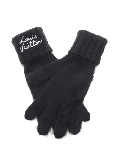 Pre-owned Louis Vuitton 2025 Script Gloves In Black