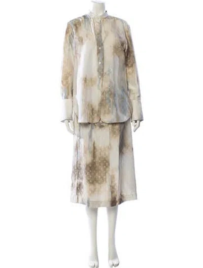 Pre-owned Louis Vuitton 2025 Silk Skirt Set W/ Tags In Neutral