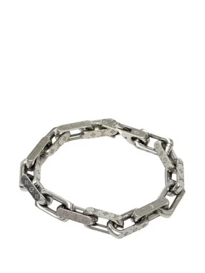 Pre-owned Louis Vuitton 2025 Stainless Steel Monogram Chain Bracelet L Costume Bracelet In Silver