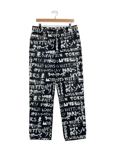 Pre-owned Louis Vuitton 2025 Straight-leg Jeans In Black