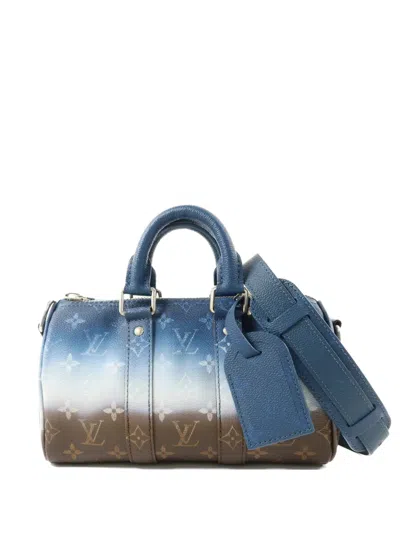 Pre-owned Louis Vuitton 2026 25 Keepall Bandouliere Monogram-pattern Tote Bag In Blue