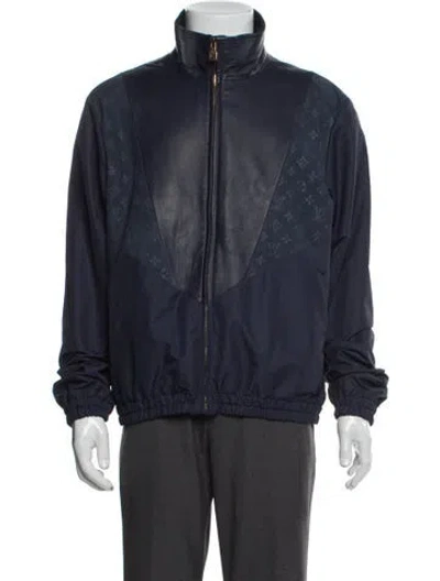 Pre-owned Louis Vuitton 2026 Leather Mix Track Windbreaker In Blue
