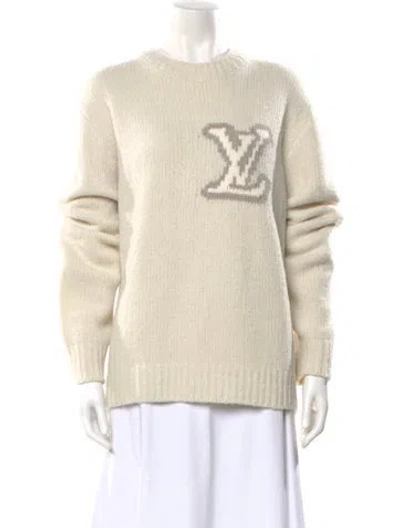 Pre-owned Louis Vuitton 2026 Lv Intarsia Crewneck Sweater W/ Tags In Neutral