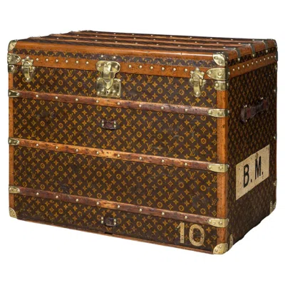 Pre-owned Louis Vuitton 20th Century  "malle Haute" Trunk In Monogram Canvas, France C.1920 In Brown
