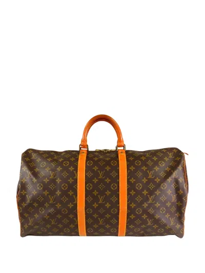 Pre-owned Louis Vuitton 20th Century Monogram Keepall 55 Travel Bag In Brown