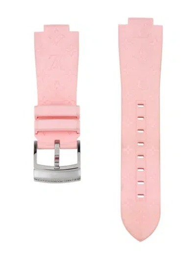 Pre-owned Louis Vuitton 21mm Tambour Watch Strap In Pink