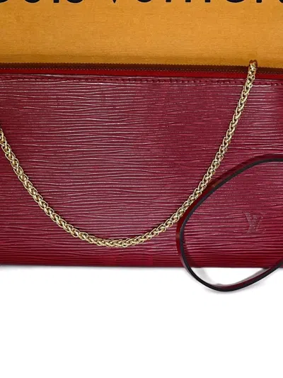 Pre-owned Louis Vuitton 24 Epi Pochette Accessoires Clutch Bag In Red
