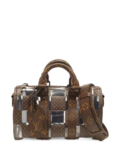Pre-owned Louis Vuitton 25 Monogram Chess Keepall Bandoulière Tote Bag In Brown