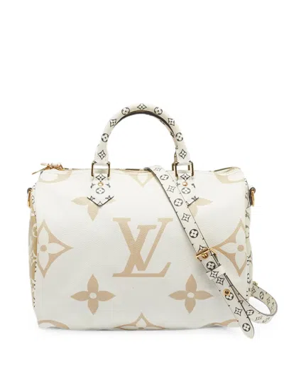 Pre-owned Louis Vuitton 30 Speedy Bandouliere Tote Bag In White