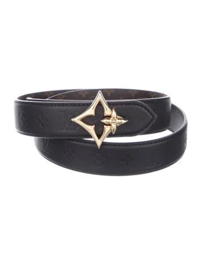 Pre-owned Louis Vuitton 30mm Flowergram Reversible Lv Monogram Belt Kit In Black