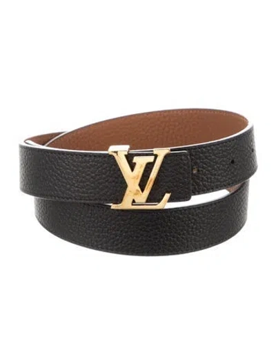 Pre-owned Louis Vuitton 32mm Lv Initiales Reversible Taurillon Leather Belt In Black/brown
