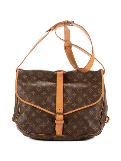 Pre-owned Louis Vuitton 35 Saumur Monogram Adjustable-strap Cross Body Bag In Brown