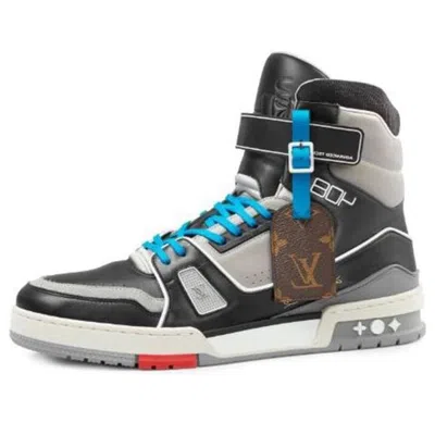 Pre-owned Louis Vuitton 408 Paris High Top Sneakers 'black Grey Blue'