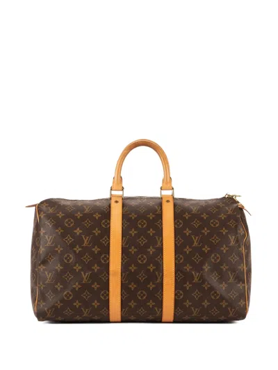 Pre-owned Louis Vuitton 45 Keepall Monogram-canvas Tote Bag In Brown