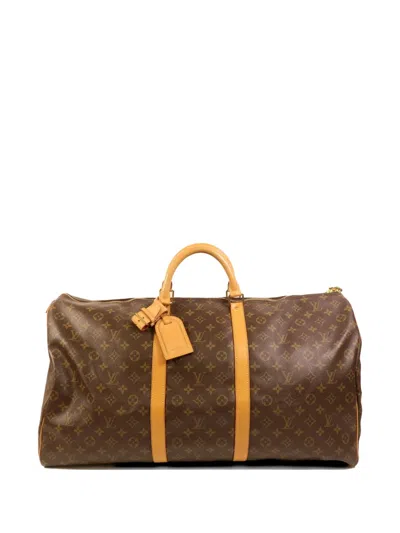 Pre-owned Louis Vuitton 60 Keepall Monogram Luggage Bag In Brown