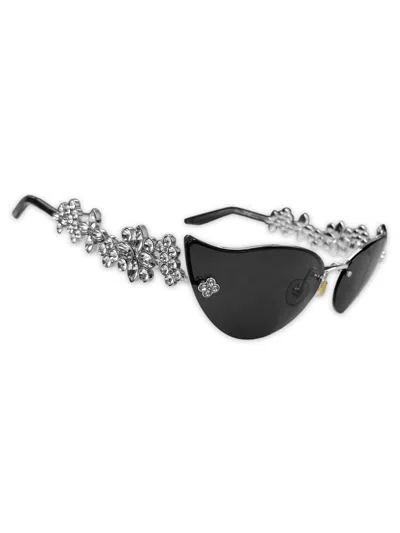Pre-owned Louis Vuitton 62/1000 Cat Eyes Swarovski Crystal Sunglasses In Silver
