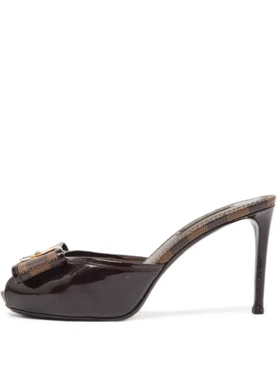 Pre-owned Louis Vuitton 75mm Damier Ebène-detailed Sandals