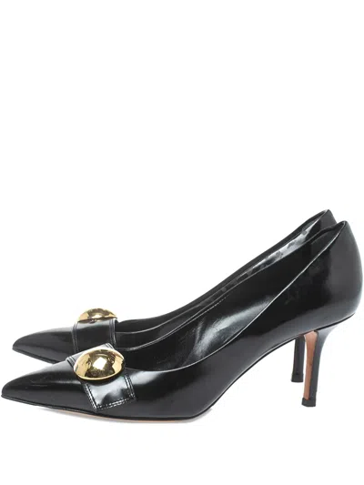Pre-owned Louis Vuitton 75mm Pointed-toe Studded Pumps In Black