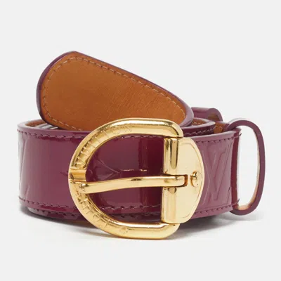 Pre-owned Louis Vuitton 80cm Buckle Belt Violette Monogram Vernis Leather In Purple